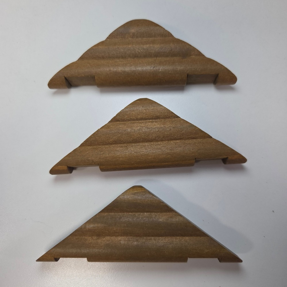 Lincoln Logs Replacement Wood Triangle Roof Gables Brown 3 Piece Set
